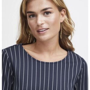 Anthropologie MELLODAY Navy and White Striped Top